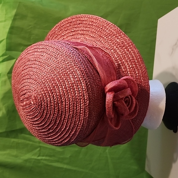 Betmar Vintage Pink Straw Hat - Picture 1 of 5